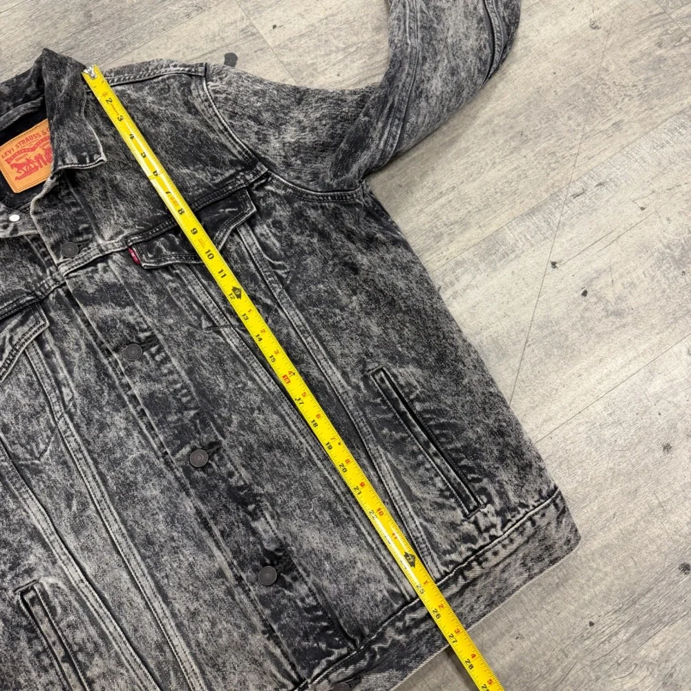 Levi's Denim Jacket Mens XL Black Acid Wash Trucker Jacket Button Up Cotton - Picture 6 of 12